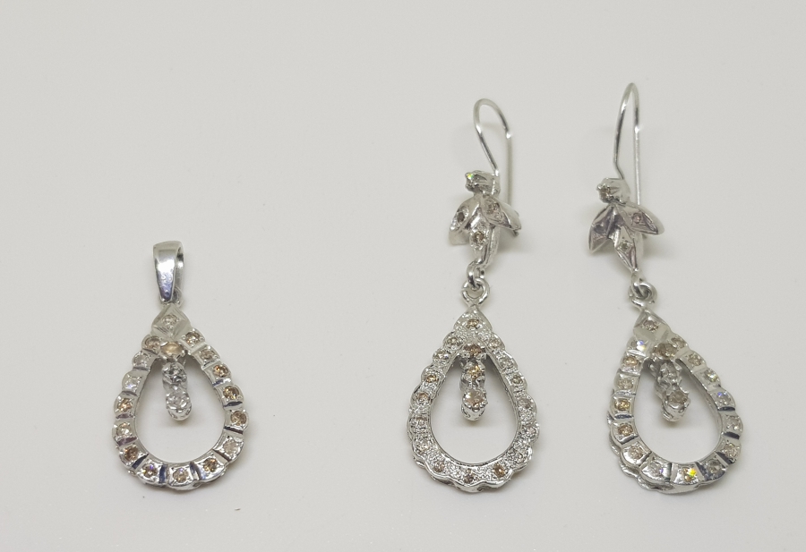 DAMLA MODEL PIRLANTA TAŞLI KOLYE KÜPE SETİ