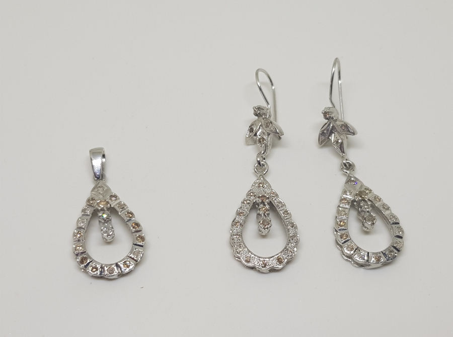 DAMLA MODEL PIRLANTA TAŞLI KOLYE KÜPE SETİ