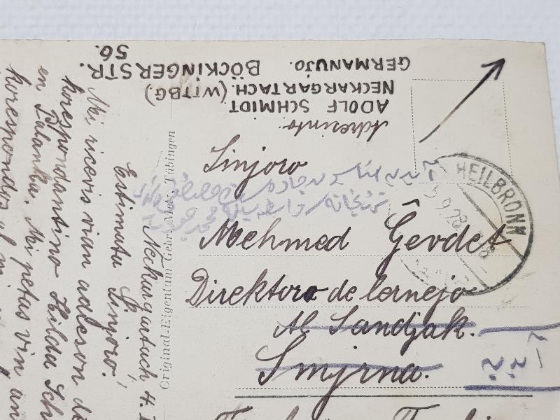 REDDİ İLHAK CEMİYETİ AZALARINDAN MPROFESÖR MEHMET CEVDET BEYE GÖNDERİLMİŞ KARTPOSTAL