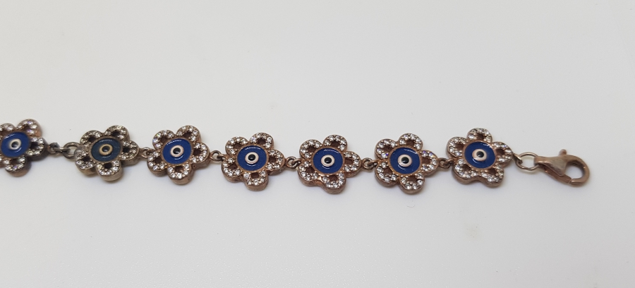 ÜZERİ NAZAR BONCUKLU GÜMÜŞ BİLEKLİK