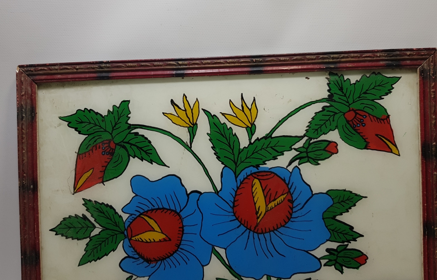 OSMANLI DÖNEMİ ORİJİNAL ÇERÇEVESİNDE ÇOK NADİR EL BOYAMA CAM ALTI AİLE FOTOĞRAFLIĞI