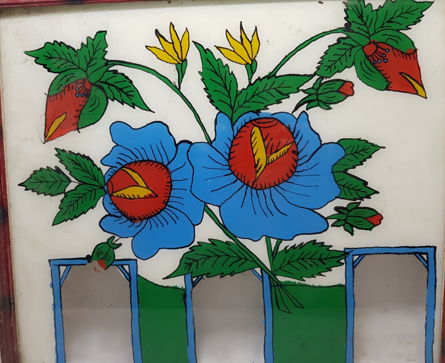 OSMANLI DÖNEMİ ORİJİNAL ÇERÇEVESİNDE ÇOK NADİR EL BOYAMA CAM ALTI AİLE FOTOĞRAFLIĞI