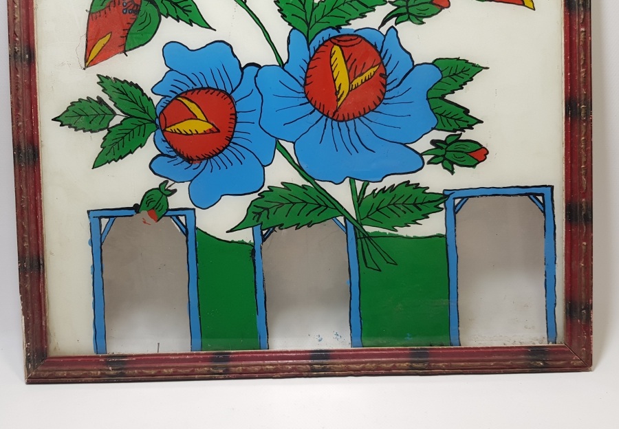 OSMANLI DÖNEMİ ORİJİNAL ÇERÇEVESİNDE ÇOK NADİR EL BOYAMA CAM ALTI AİLE FOTOĞRAFLIĞI