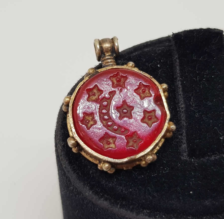 ÜZERİ AY YILDIZLI GÜMÜŞ KOLYE UCU