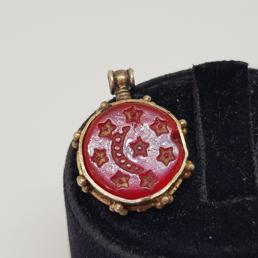 ÜZERİ AY YILDIZLI GÜMÜŞ KOLYE UCU