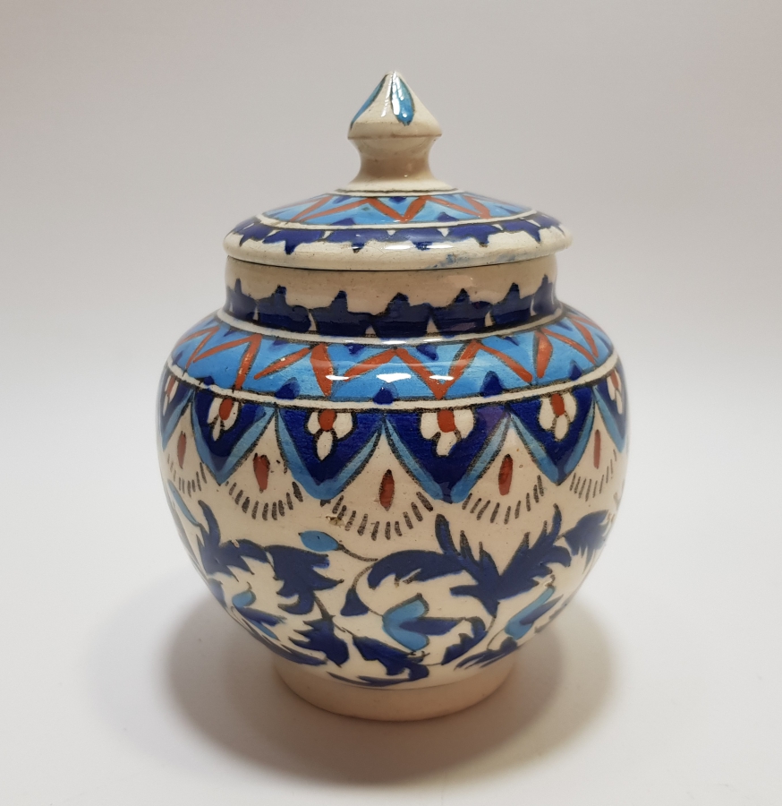 KÜTAHYA İŞİ EL BOYAMA ANTİKA KAPAKLI KAVANOZ