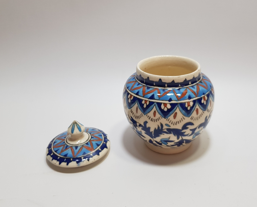 KÜTAHYA İŞİ EL BOYAMA ANTİKA KAPAKLI KAVANOZ