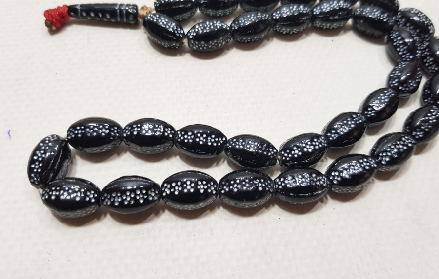 ÜZERİ GÜMÜŞ VARAKLI ÇOK NADİR OSMANLI DÖNEMİ BEYKOZ TESPİH