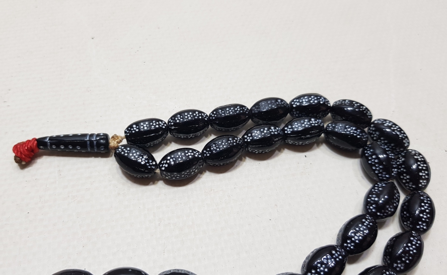 ÜZERİ GÜMÜŞ VARAKLI ÇOK NADİR OSMANLI DÖNEMİ BEYKOZ TESPİH