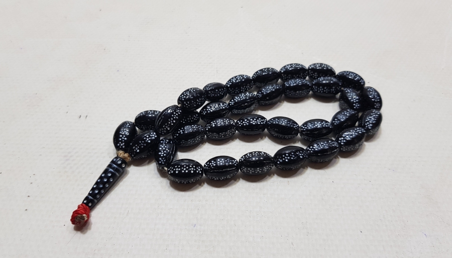 ÜZERİ GÜMÜŞ VARAKLI ÇOK NADİR OSMANLI DÖNEMİ BEYKOZ TESPİH