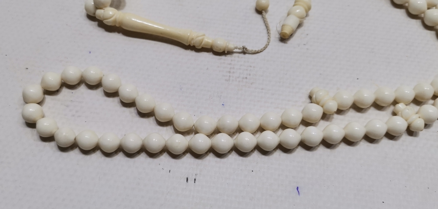 İMAMESİ MEVLEVİ SİKKESİ FORMUNDA YAPILMIŞ DEVE KEMİĞİ NAMAZ TESPİHİ