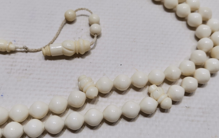 İMAMESİ MEVLEVİ SİKKESİ FORMUNDA YAPILMIŞ DEVE KEMİĞİ NAMAZ TESPİHİ