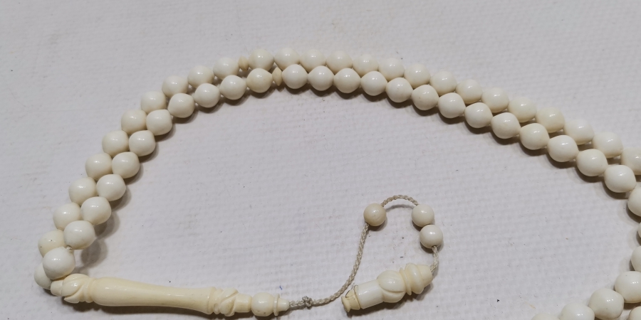 İMAMESİ MEVLEVİ SİKKESİ FORMUNDA YAPILMIŞ DEVE KEMİĞİ NAMAZ TESPİHİ