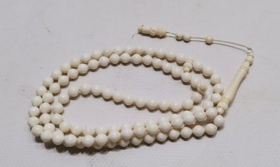 İMAMESİ MEVLEVİ SİKKESİ FORMUNDA YAPILMIŞ DEVE KEMİĞİ NAMAZ TESPİHİ