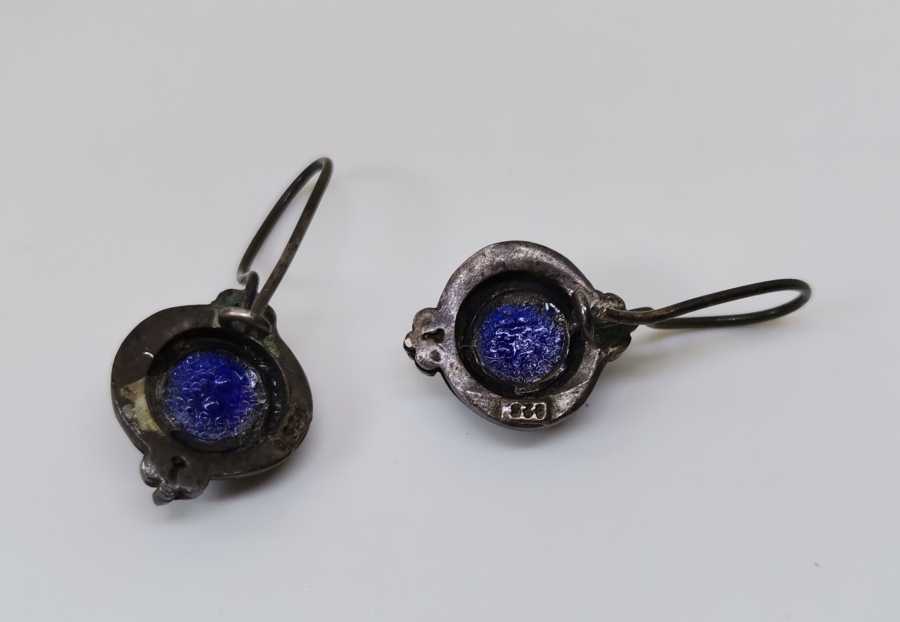 ÜZERİ NAZAR BONCUKLU ÖZEL YAPIM GÜMÜŞ KÜPE