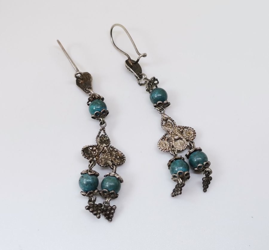 OSMANLI DÖNEMİ KABARTMA İŞÇİLİKLİ ÖZEL YAPIM GÜMÜŞ KÜPE