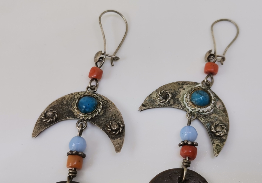 OSMANLI PARALARI VE OSMANLI GÜMÜŞ PARÇALARLA DİZAYN EDİLMİŞ ÖZEL YAPIM GÜMÜŞ KÜPE