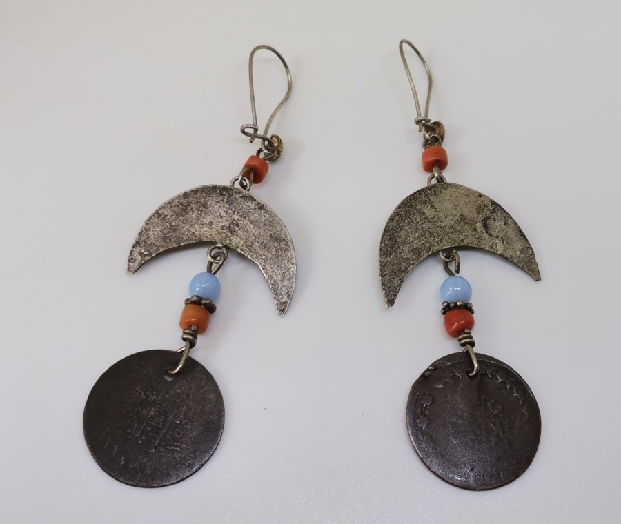 OSMANLI PARALARI VE OSMANLI GÜMÜŞ PARÇALARLA DİZAYN EDİLMİŞ ÖZEL YAPIM GÜMÜŞ KÜPE