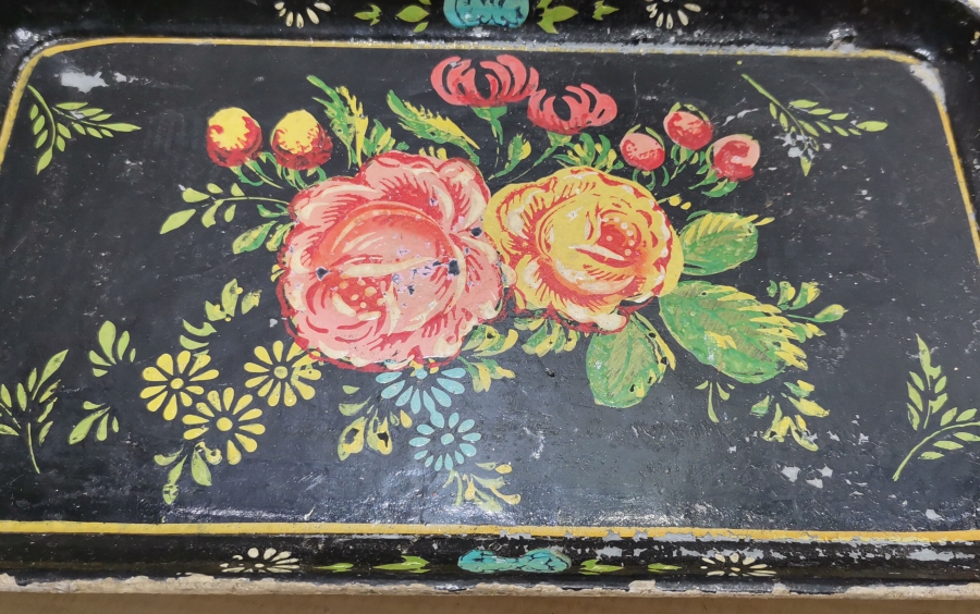 OSMANLI DÖNEMİ EL BOYAMA PAPİER MACHE KAHVE TEPSİSİ