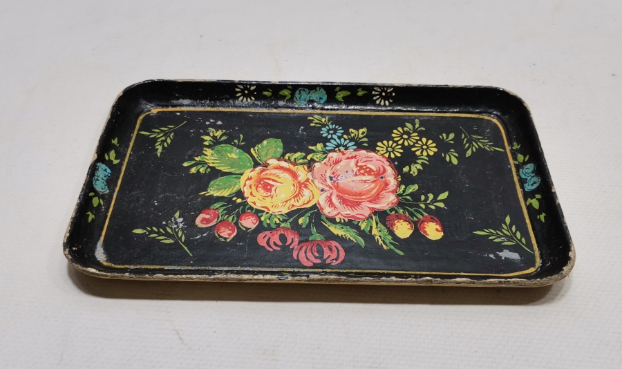 OSMANLI DÖNEMİ EL BOYAMA PAPİER MACHE KAHVE TEPSİSİ