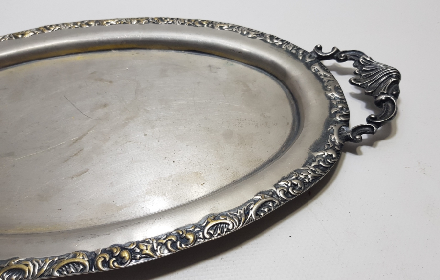 GÜMÜŞ KAPLAMA BÜYÜK BOY ANTİKA KAHVE TEPSİSİ