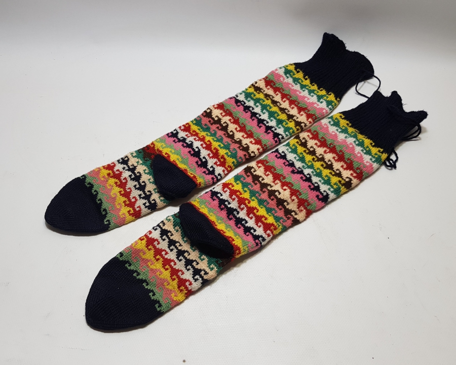 OSMANLI DÖNEMİ EL ÖRME YÖRÜK İŞİ KOÇ BAŞLI ERKEK ÇORABI