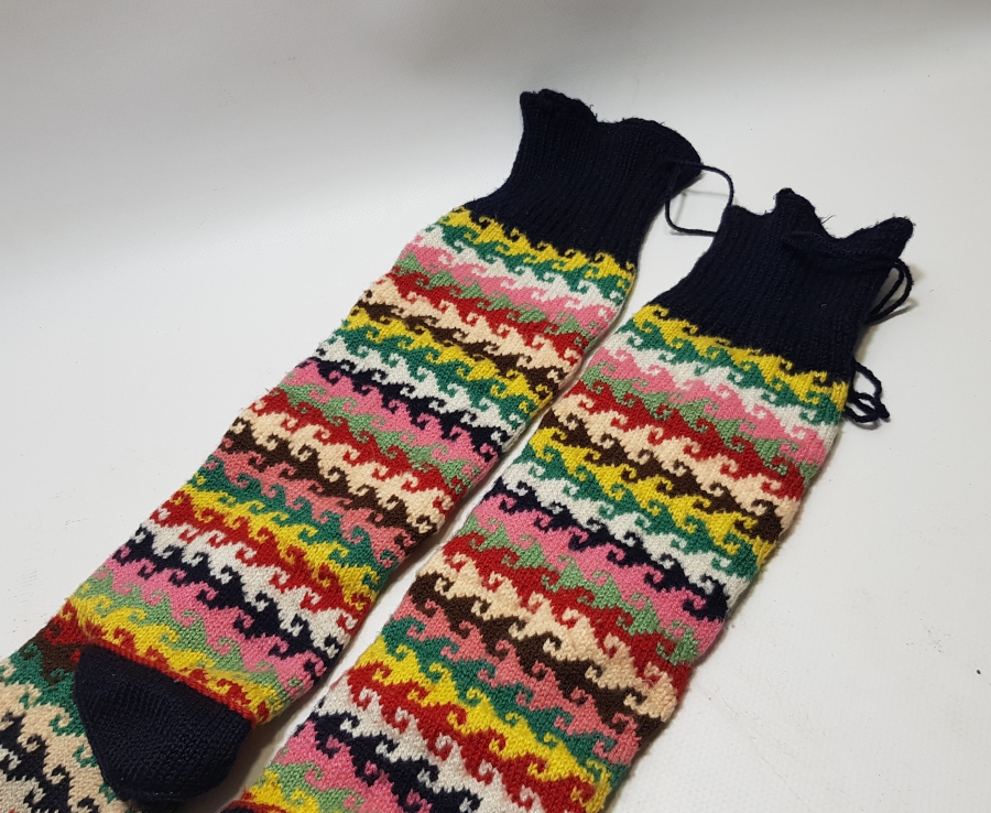 OSMANLI DÖNEMİ EL ÖRME YÖRÜK İŞİ KOÇ BAŞLI ERKEK ÇORABI