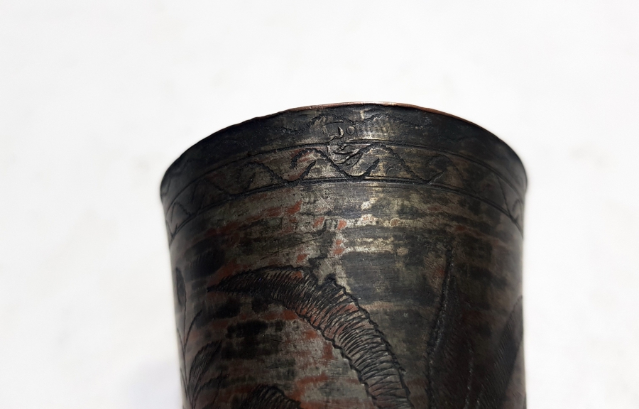 TAMAMI KALEM İŞÇİLİKLİ OSMANLI DÖNEMİ SÜLEYMANİYE DAMGALI ŞERBET BARDAĞI