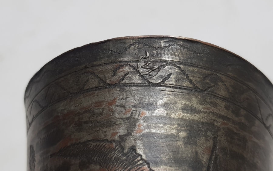 TAMAMI KALEM İŞÇİLİKLİ OSMANLI DÖNEMİ SÜLEYMANİYE DAMGALI ŞERBET BARDAĞI