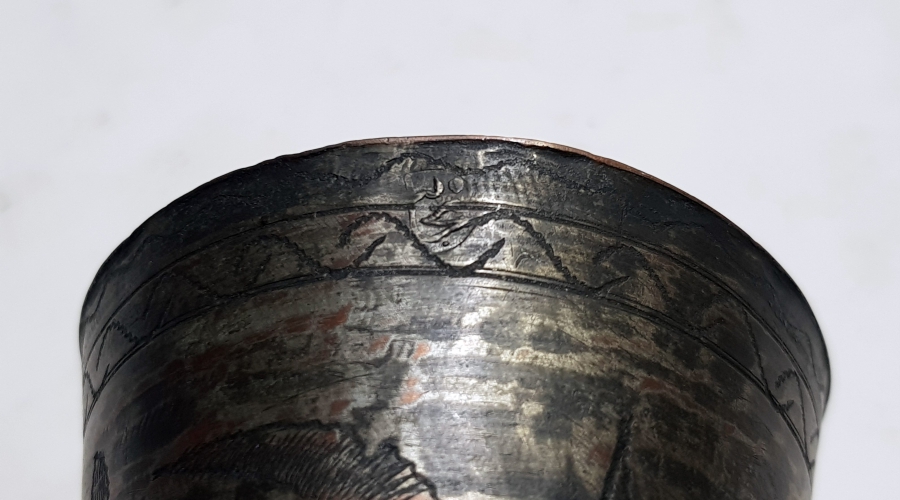 TAMAMI KALEM İŞÇİLİKLİ OSMANLI DÖNEMİ SÜLEYMANİYE DAMGALI ŞERBET BARDAĞI