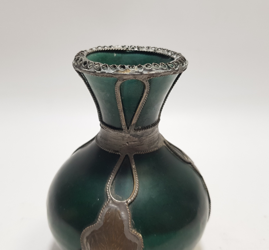 1800 BAŞLARI OSMANLI DÖNEMİ ÇOK NADİR BAKIR GEÇME İŞÇİLİKLİ KÜTAHYA VAZO