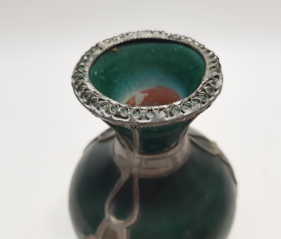 1800 BAŞLARI OSMANLI DÖNEMİ ÇOK NADİR BAKIR GEÇME İŞÇİLİKLİ KÜTAHYA VAZO