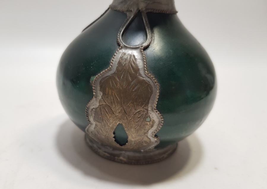 1800 BAŞLARI OSMANLI DÖNEMİ ÇOK NADİR BAKIR GEÇME İŞÇİLİKLİ KÜTAHYA VAZO