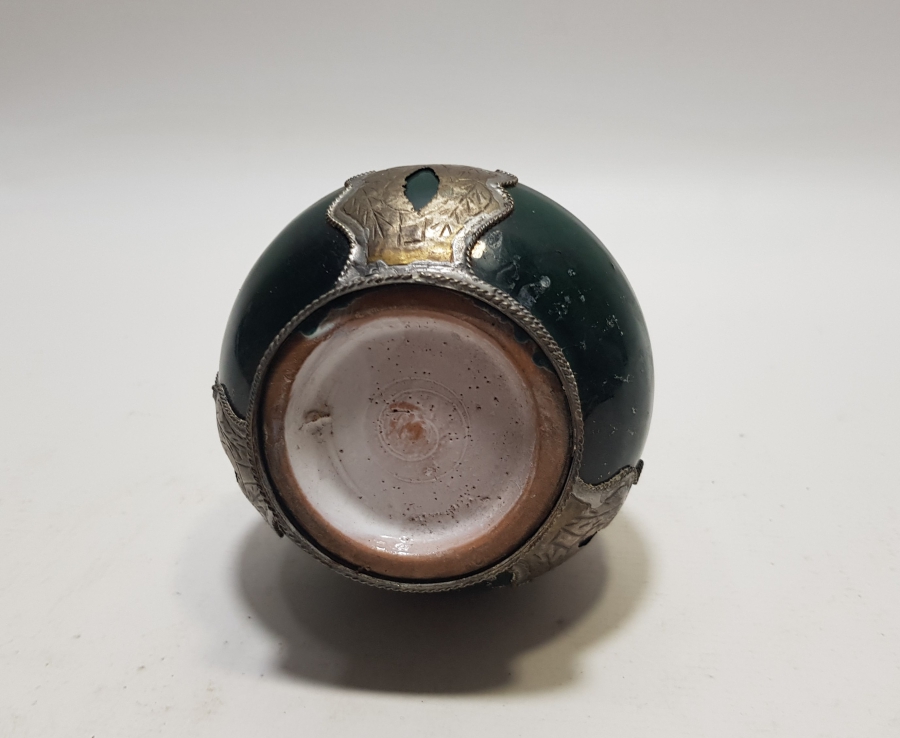 1800 BAŞLARI OSMANLI DÖNEMİ ÇOK NADİR BAKIR GEÇME İŞÇİLİKLİ KÜTAHYA VAZO