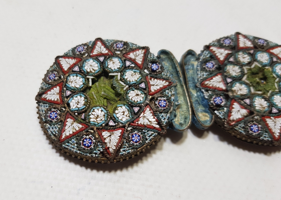 OSMANLI DÖNEMİ ÇOK NADİR MİKRO MOZAİK DESENLİ GELİN KEMER TOKASI