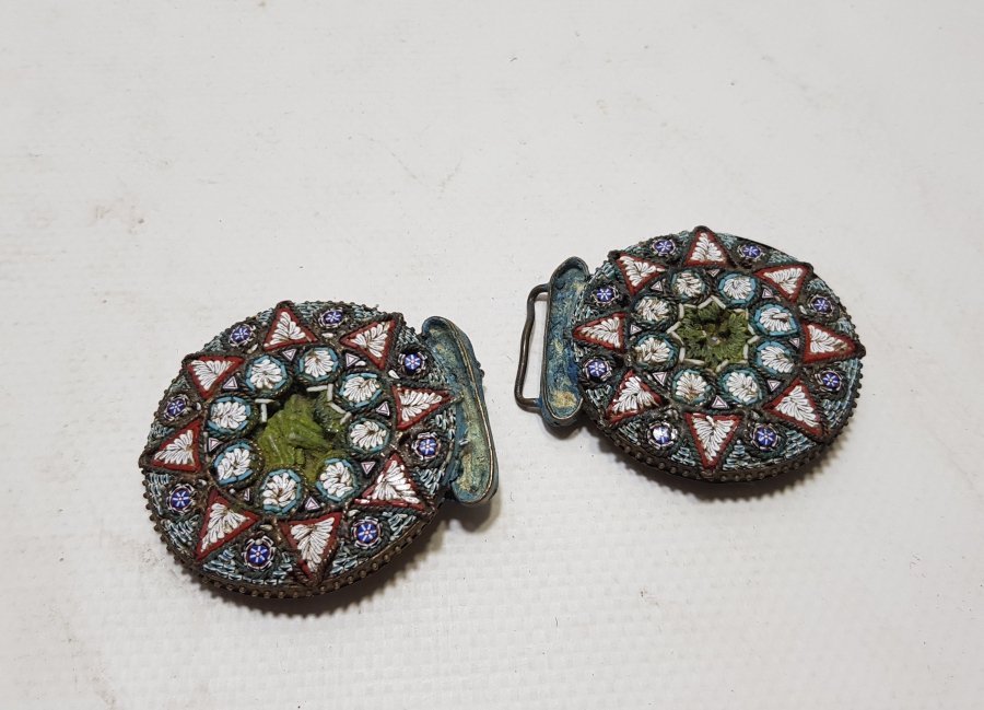 OSMANLI DÖNEMİ ÇOK NADİR MİKRO MOZAİK DESENLİ GELİN KEMER TOKASI