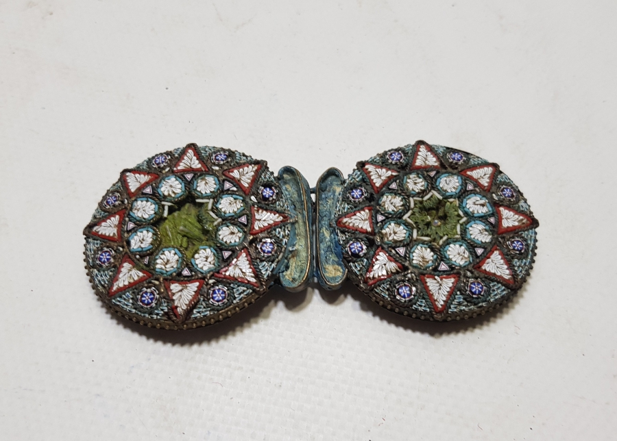 OSMANLI DÖNEMİ ÇOK NADİR MİKRO MOZAİK DESENLİ GELİN KEMER TOKASI