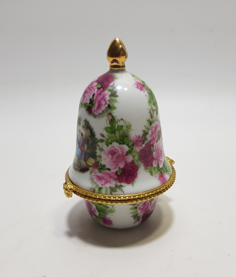 İNGİLİZ YAPIMI ANTİKA PORSELEN KAPAKLI MÜCAVHER KUTUSU