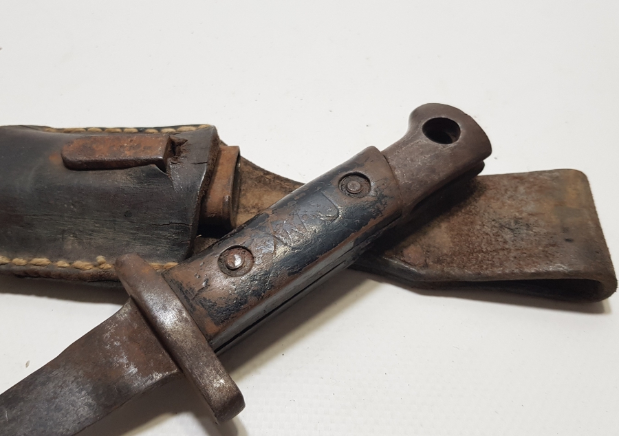 ORİJİNAL DERİ ASKI APARATIYLA 1. DÜNYA SAVAŞI DÖNEMİ OSMANLI TOPÇU SUBAY SÜNGÜSÜ