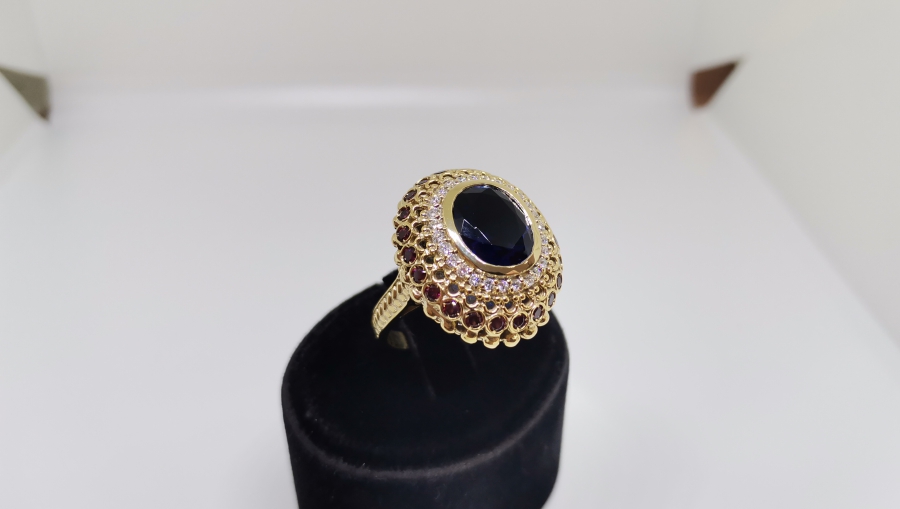 GARNET, SAFİR VE PIRLANTA TAŞLI BÜYÜK BOY YÜZÜ