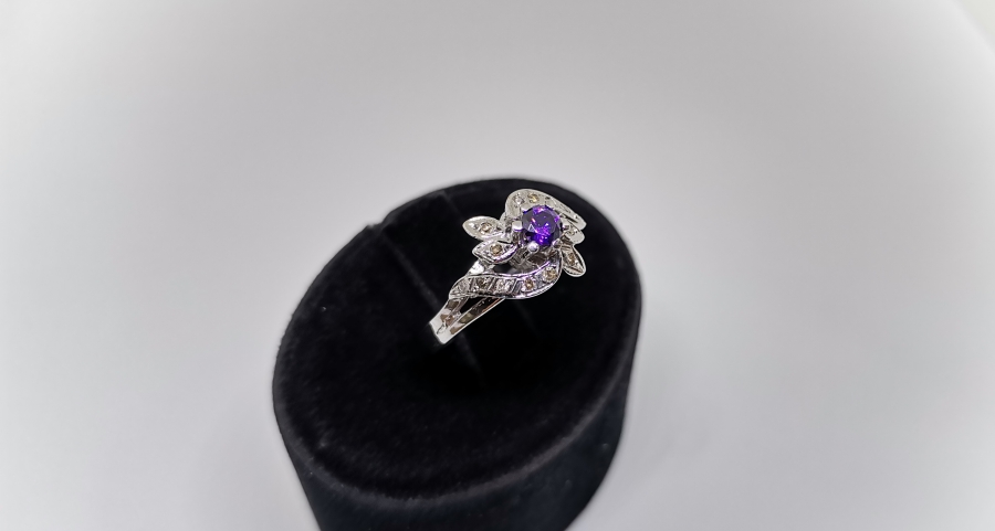 AMETİST VE PIRLANTA TAŞLI DALLI MODELLİ YÜZÜK