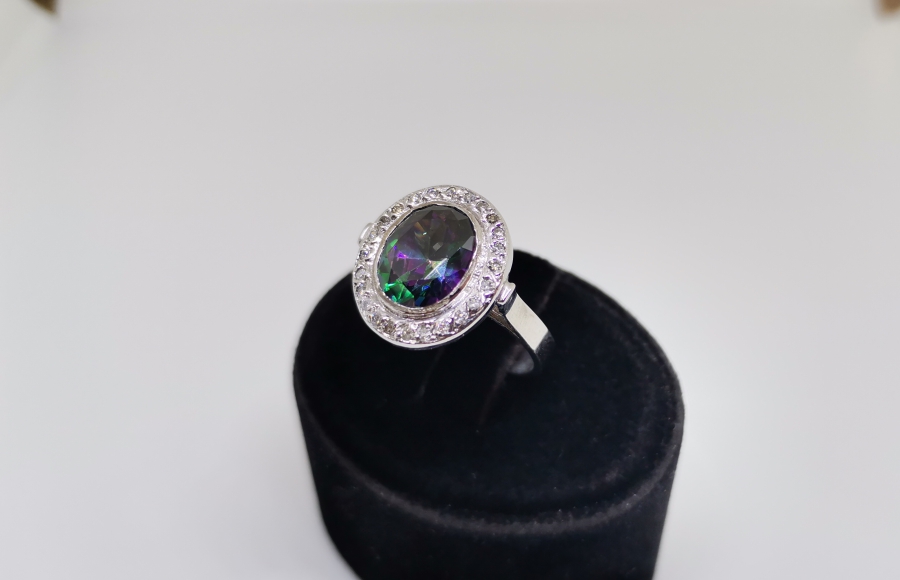 AMETİST VE PIRLANTA TAŞLI OVAL YÜZÜK