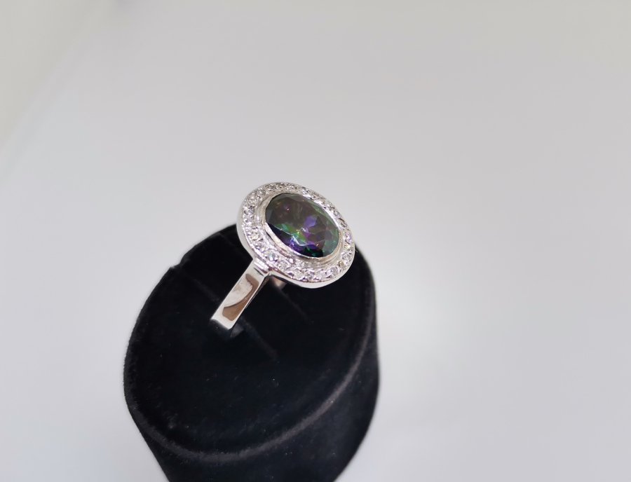 AMETİST VE PIRLANTA TAŞLI OVAL YÜZÜK