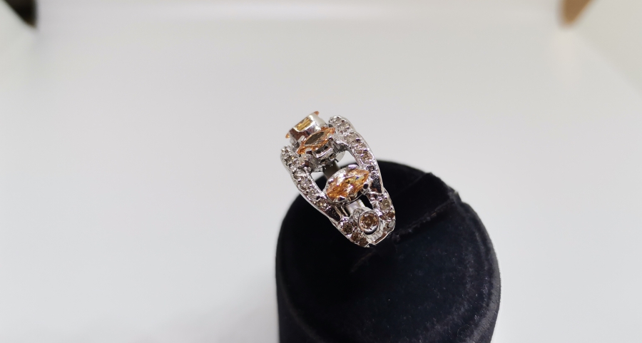 SİTRİN VE PIRLANTA TAŞLI HALKALI MODEL YÜZÜK