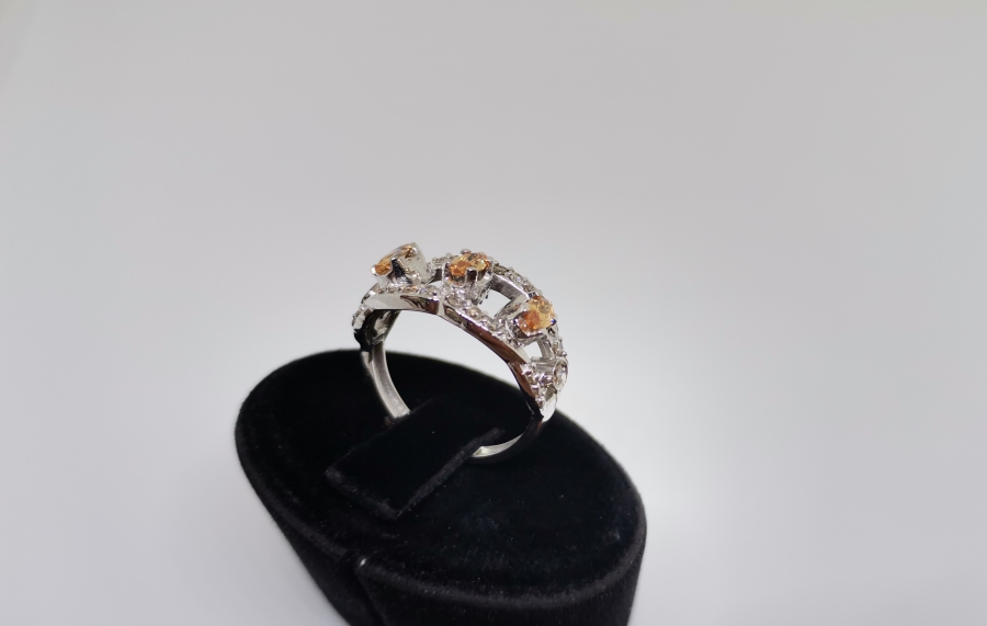 SİTRİN VE PIRLANTA TAŞLI HALKALI MODEL YÜZÜK