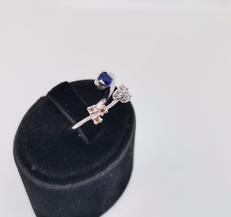 ŞIMARIK MODEL SAFİR VE PIRLANTA TAŞLI YÜZÜK