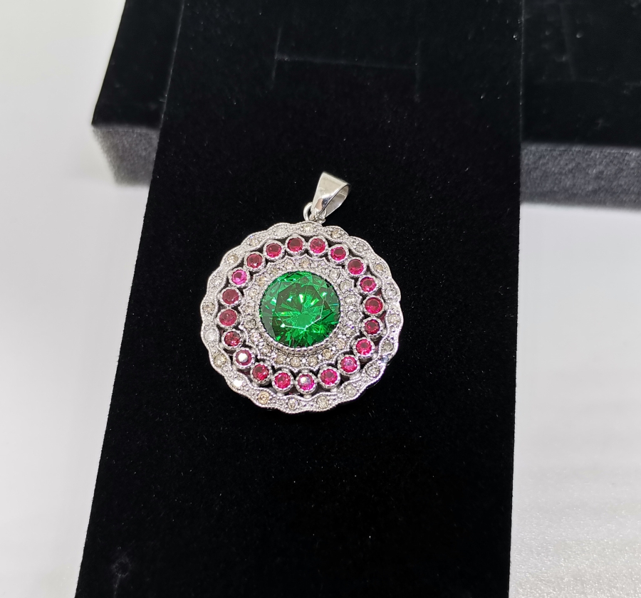 ZÜMRÜT YAKUT VE PIRLANTA TAŞLI KOLYE UCU