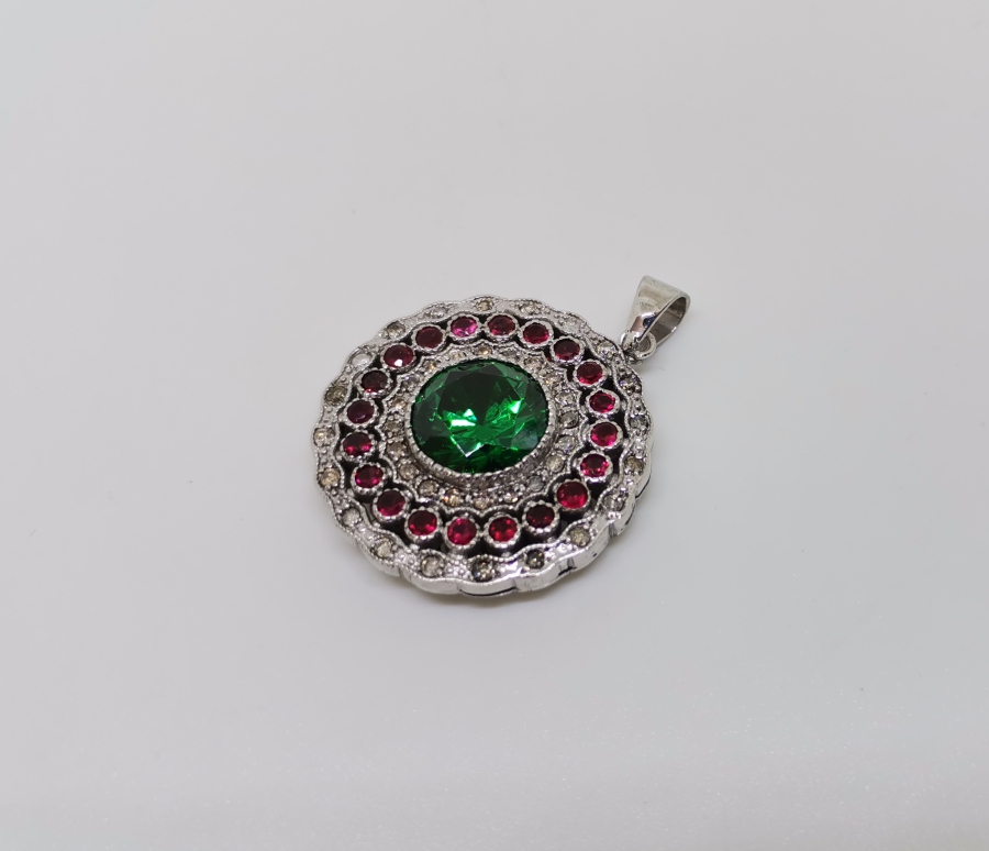 ZÜMRÜT YAKUT VE PIRLANTA TAŞLI KOLYE UCU