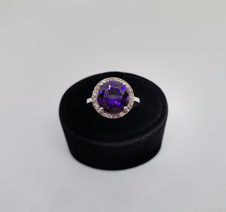 BÜYÜK AMETİST VE PIRLANTA TAŞLI YÜZÜK