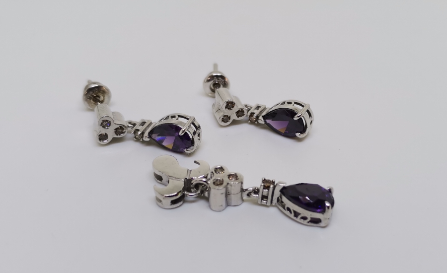 AMETİST VE PIRLANTA TAŞLI KOLYE YÜZÜK KÜPE TAKIMI